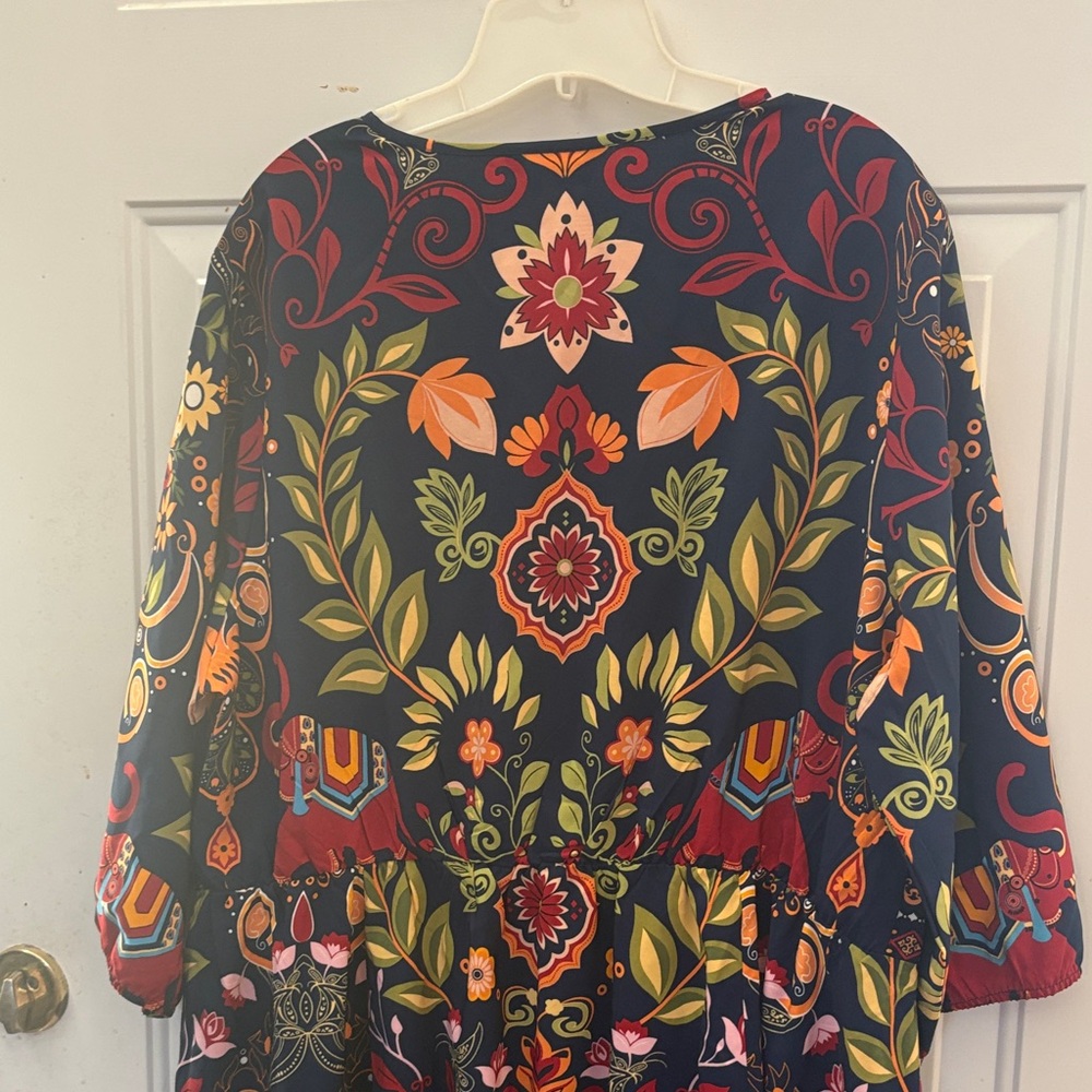 BloomChic Navy Floral 3/4 Long Sleeve Dress - Picture 5 of 5